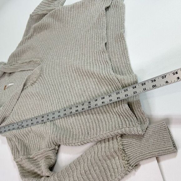 Free People Sweater Womens Small Tan Marlie Deep V-Neck Ribbed Knit Long Sleeve - Picture 3 of 12